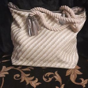 J Francis - Platinum and Beige Faux Leather